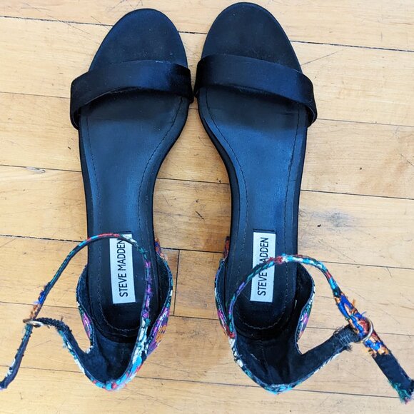 Steve Madden Inca Bright Multi Brocade Ankle Strap Heels sz 8 - Picture 6 of 9